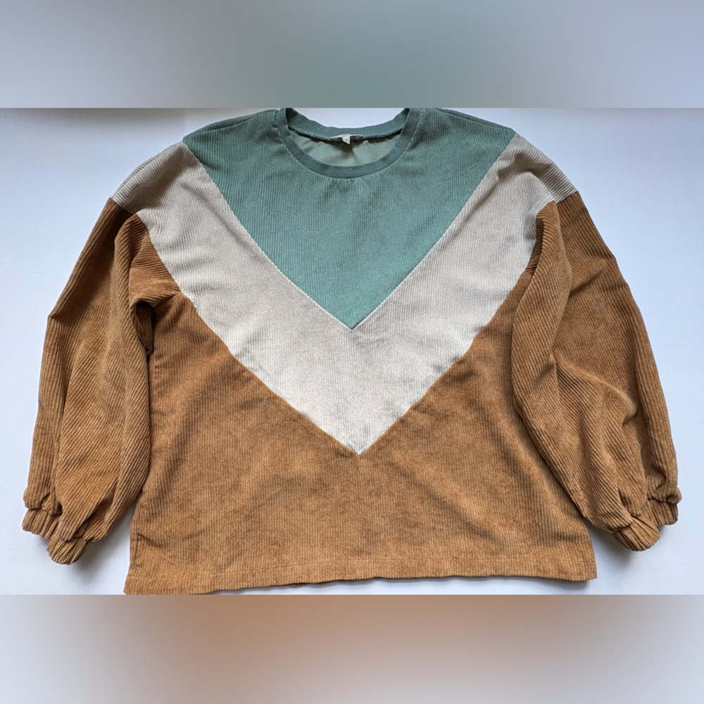 Entro Color Block Corduroy Pullover